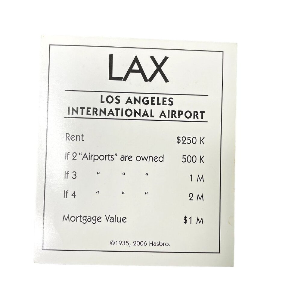 Monopoly Electronic Banking Los Angeles International Airport Property u Title D